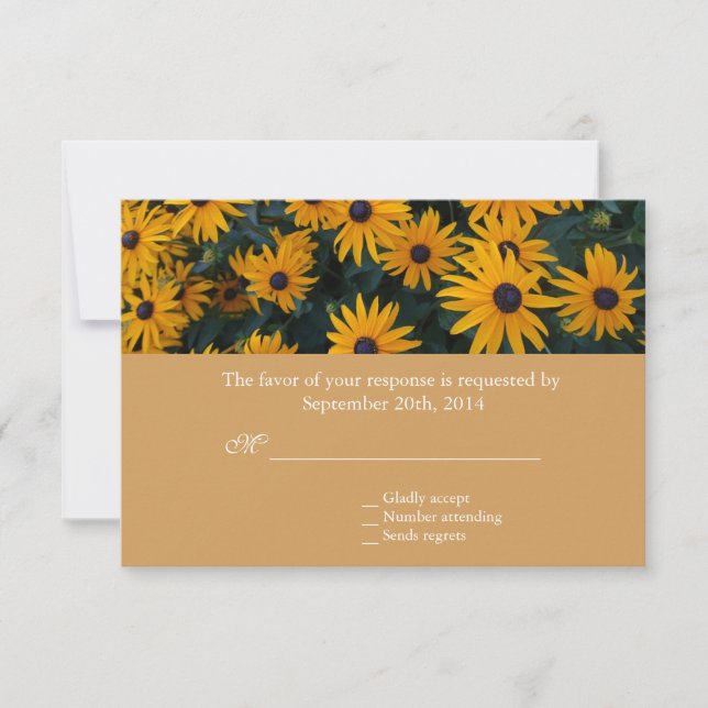 Bright yellow Daisy Fly, flores do casamento RSVP (Frente)