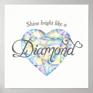 Brilhante brilhante Diamond Heart poster