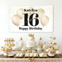 Brilhante Dourado Branco Doce 16 Balões de Anivers