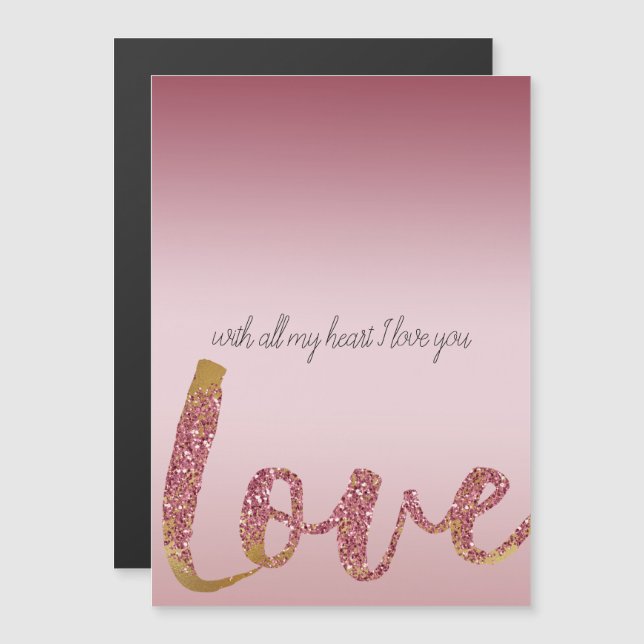 Brilhante Ombro Rosa Brilhante Dourado Amor Vermel (Frente/Verso)