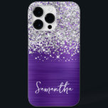 Brilhante Prata Brilho Ametista Glam Nome<br><div class="desc">Personalize o script moderno de estilo manuscrito para criar sua própria capa.
Adicione uma inicial de monograma para criar uma combinação de inicial do primeiro nome.
Arte digital feminina com brilho prateado falso e folha de metal ametista roxa escovada irá imprimir como uma foto.</div>