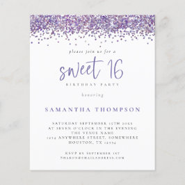 Brilhante Roxo do Orçamento Doce 16 Convite