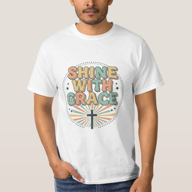 "Brilhe Com Graça" Camiseta Cristã Retro (Frente)