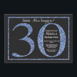 Brilho azul do convite do aniversário de 30 anos<br><div class="desc">Convite do aniversário de 30 anos da surpresa. A festa de aniversário preta e azul do brilho convida com fundo do quadro. Aniversário da surpresa. Aniversário adulto. Partido da festança de Bday dos homens ou das mulheres. Para uma personalização mais adicional, clique por favor "personalizam-no" botão e usam-nos nossa ferramenta...</div>