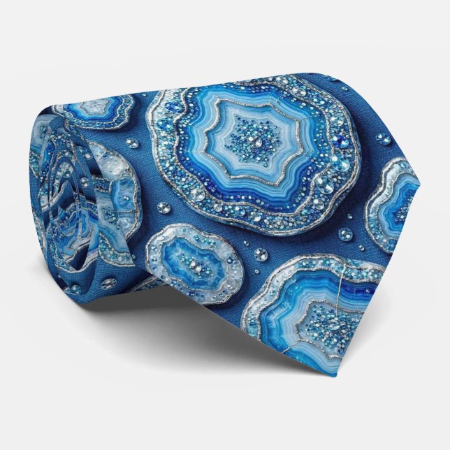 Brilho & Brilho | Gravata de Luxo Oceano Azul Geod (Rolled)
