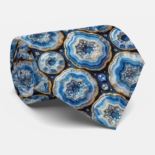 Brilho & Brilho | Gravata de Luxo Oceano Azul Geod (Rolled)