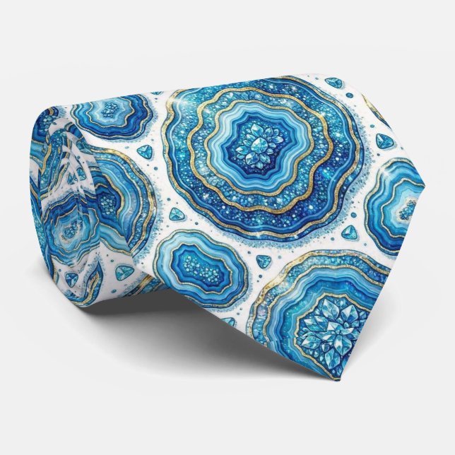 Brilho & Brilho | Gravata de Luxo Oceano Azul Geod (Rolled)