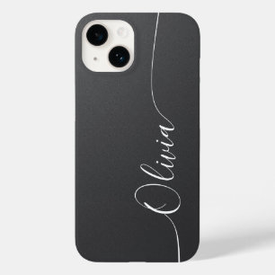 Brilho Cinza Elegante Nome em Caligrafia Script