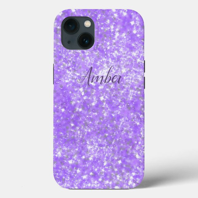 Brilho de Faísca Roxo Elegante Personalizado (Verso)