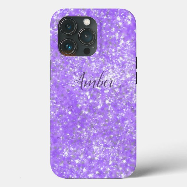 Brilho de Faísca Roxo Elegante Personalizado (Verso)