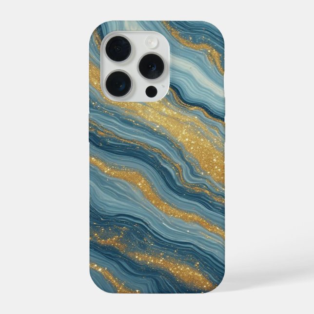 Brilho de Mármore Royal Oceano ✨ Azul Dourado Abst (Verso)