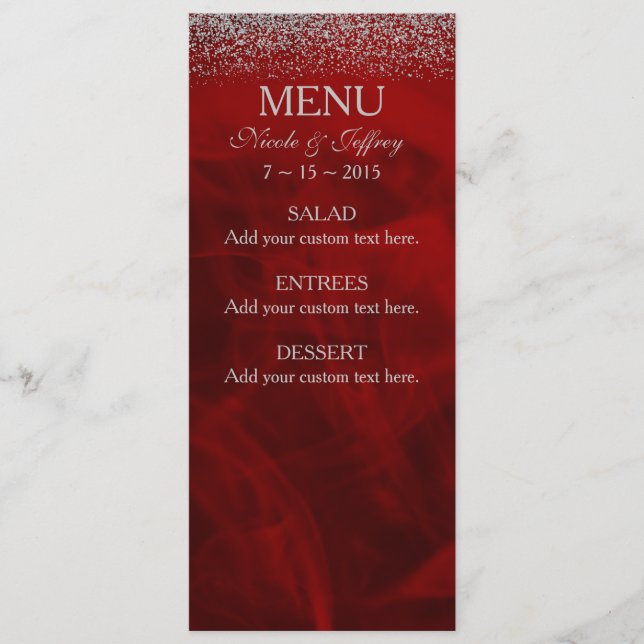 Brilho de prata elegante no menu vermelho do (Frente)