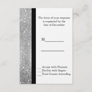 Brilho de prata que Wedding o cartão de RSVP