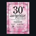 Brilho do rosa do convite do aniversário de 30<br><div class="desc">Surpreenda o convite do aniversário de 30 anos com luzes cor-de-rosa da corda com fundo cor-de-rosa do brilho. Pique o aniversário. Aniversário adulto. Os homens ou as mulheres Bday convidam. 13o 15o 16o 18o 20o 2ø 30o 40th 50th 60th 90 100th do 80 do 70, alguma idade. Para uma personalização...</div>