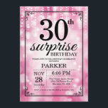 Brilho do rosa do convite do aniversário de 30<br><div class="desc">Surpreenda o convite do aniversário de 30 anos com luzes cor-de-rosa da corda com fundo cor-de-rosa do brilho. Pique o aniversário. Aniversário adulto. Os homens ou as mulheres Bday convidam. 13o 15o 16o 18o 20o 2ø 30o 40th 50th 60th 90 100th do 80 do 70, alguma idade. Para uma personalização...</div>