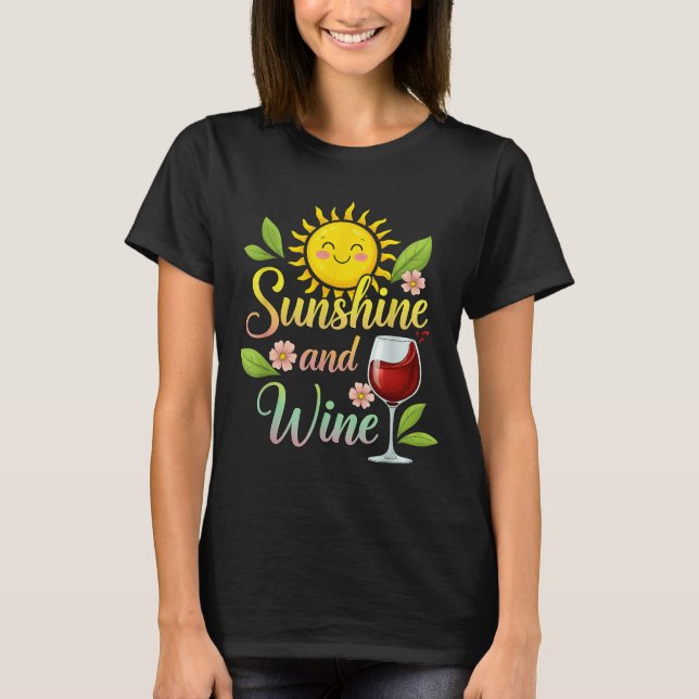 Brilho do Sol e Vinho Camiseta engraçada de punho  (Frente)