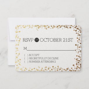 Brilho Dourado preto Bokeh RSVP do falso