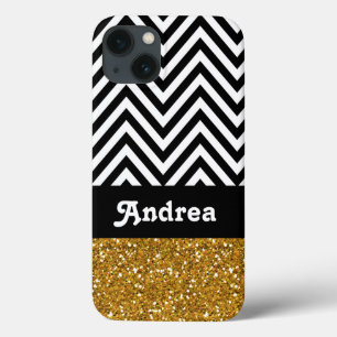 Brilho Dourado preto personalizado de Chevron
