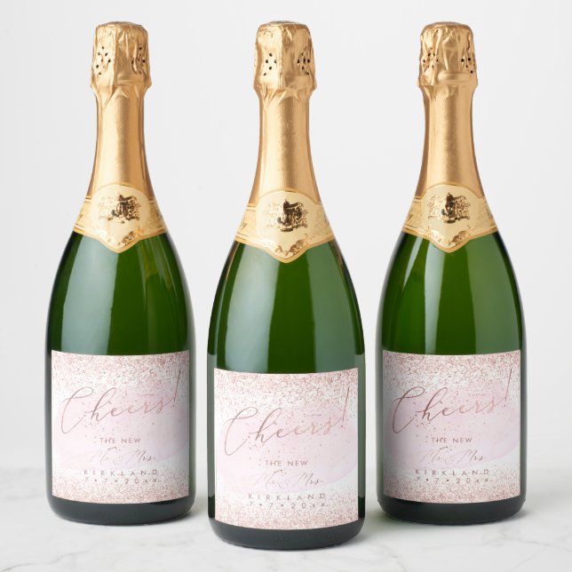 Brilho Dourado Rosa Falso Cheers Aquarela Rosa (Garrafas)