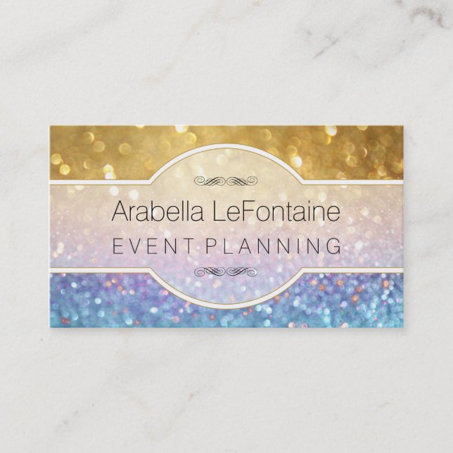 Brilho elegante do cartão de visita dos eventos de (Frente)