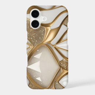 Brilho em Ouro Branco Abstrato com Diamantes Glitt