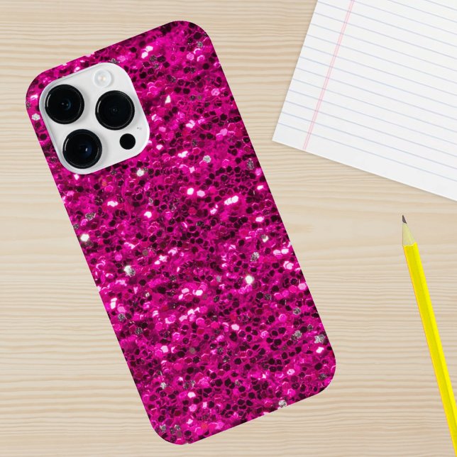 Brilho falso rosa quente (Sparkle up and protect your phone with trendy faux sparkles phone case. )
