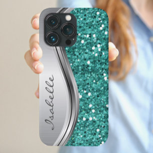 Brilho Glamour Prata Brilho Teal Personalizado Met