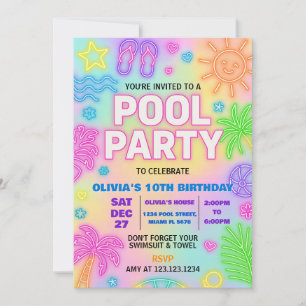 Brilho no Convite de festas da Piscina escura