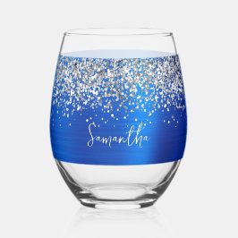 Brilho Prateado Azul Real Glam Nome