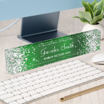 Brilho Prateado Feminino Verde Esmeralda Falso Fol