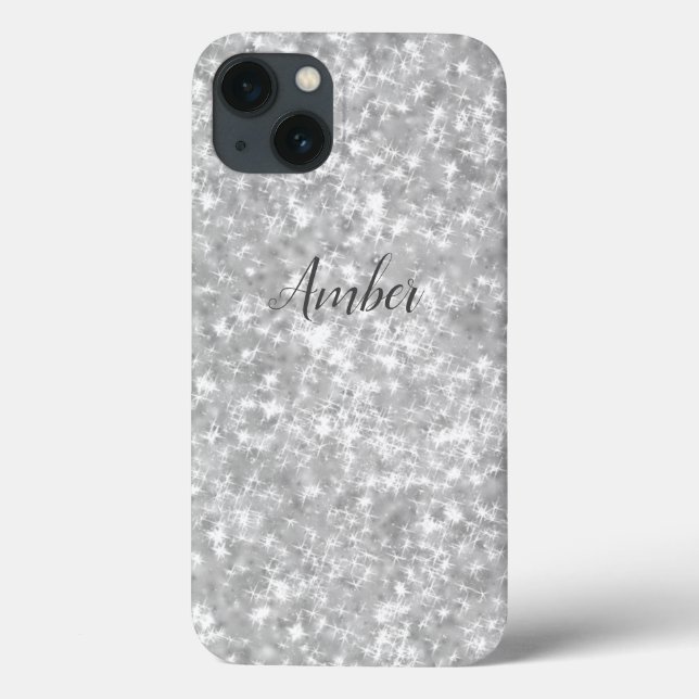 Brilho Prateado Glitter Elegante Personalizado (Verso)