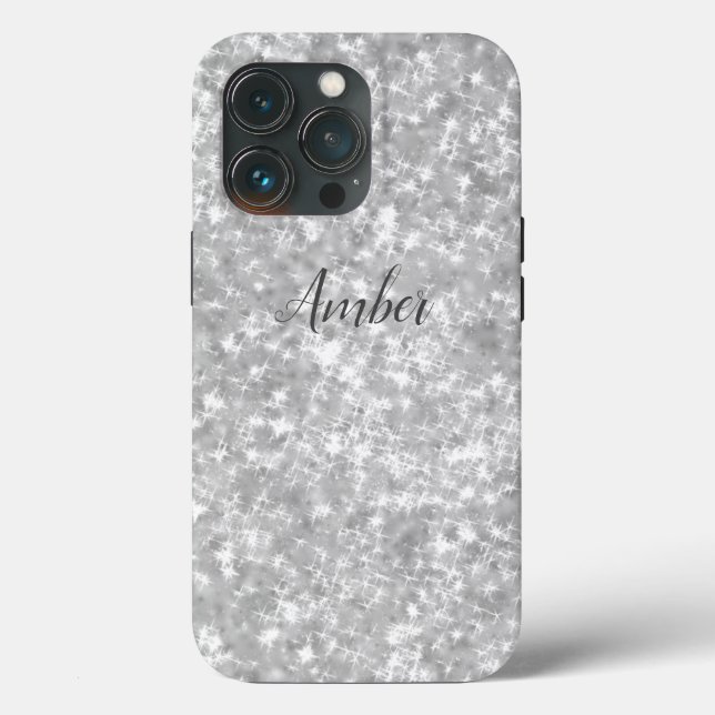 Brilho Prateado Glitter Elegante Personalizado (Verso)