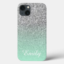 Brilho Prateado Mint Ombre Personalizado