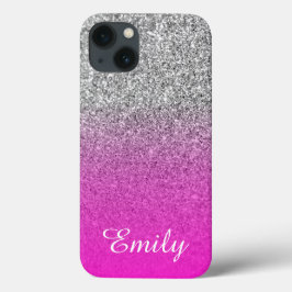 Brilho Prateado Neon Rosa Ombre Personalizado