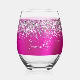 Brilho Prateado Rosa Glam Nome