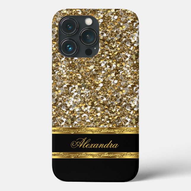 Brilho Preto e Dourado Elegante (Verso)