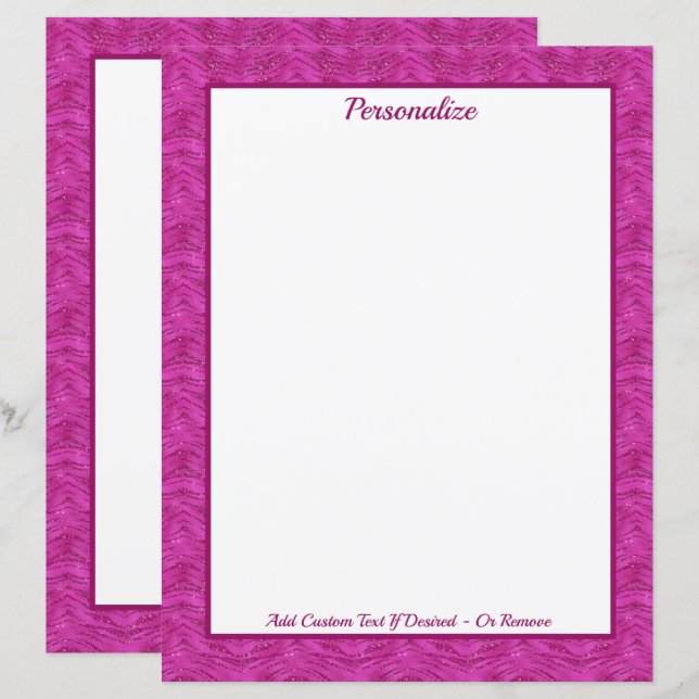 Brilho Rosa Chic Padrão Zebra Personalizado (Frente/Verso)