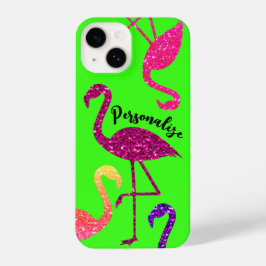 Brilho rosa de flamingo Personalize neon verde