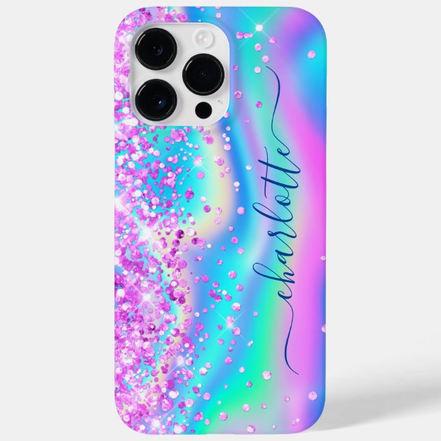 Brilho Rosa Quente Glam Girly Iridescente Assinatu (Verso)