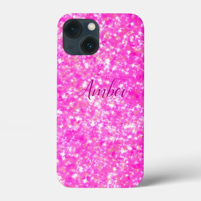 Brilho Rosa Quente Glitter Elegante Personalizado (Verso)