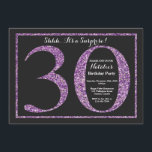Brilho roxo do convite do aniversário de 30 anos<br><div class="desc">Convite do aniversário de 30 anos da surpresa. A festa de aniversário preta e roxa do brilho convida com fundo do quadro. Aniversário da surpresa. Aniversário adulto. Partido da festança de Bday dos homens ou das mulheres. Para uma personalização mais adicional, clique por favor "personalizam-no" botão e usam-nos nossa ferramenta...</div>