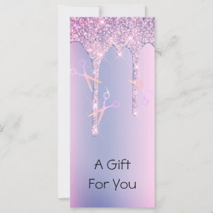 Brilho roxo pingando tesoura holográfica cabelo