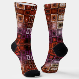 Brilho Simétrico da Grade Geométrica Vermelha e Pú