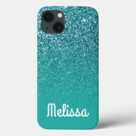 Brilho Turquesa Personalizado Branco Feminino Ombr
