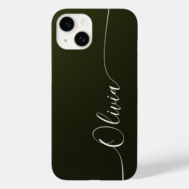Brilho Verde Elegante Nome em Caligrafia (Verso)