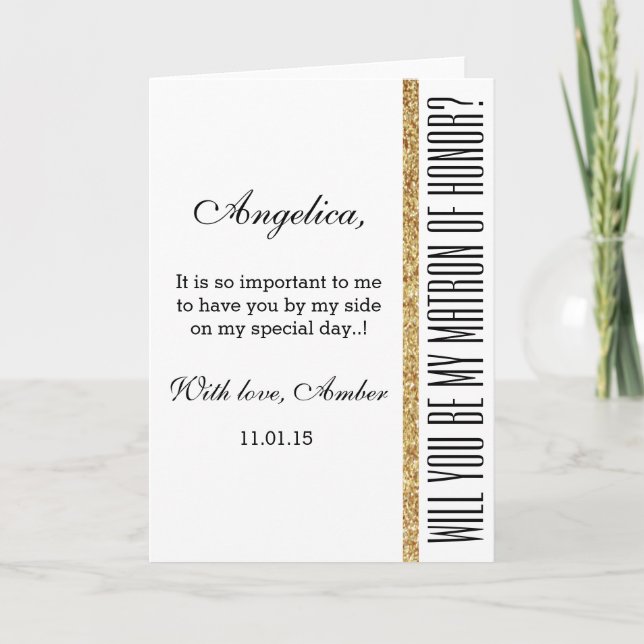 Brilho você será minha matrona do convite da honra (Frente)