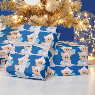 Brincadeira de neve com papel de embrulho de Natal