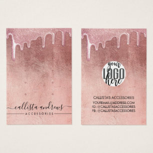 Brinco Glam Rose Gold com Logotipo e Pingentes Gro