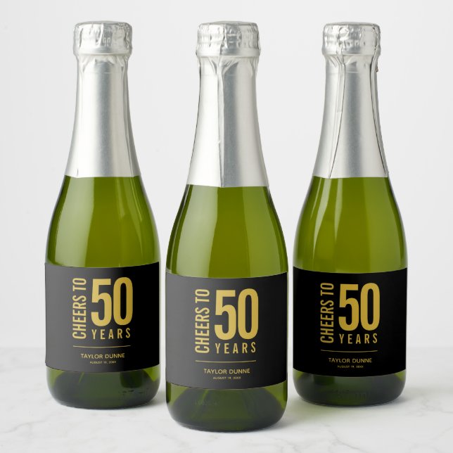 Brinde a 50 Anos Preto e Dourado (Garrafas)
