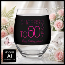 Brinde aos 60 anos Black Pink Elegante Aniversário